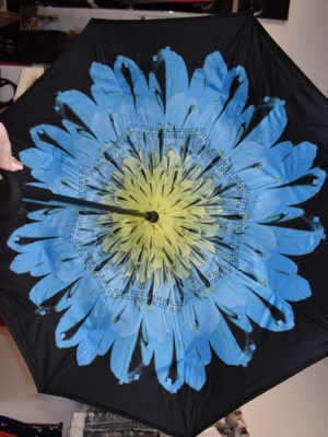 Parapluie floral bleu